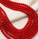 1 String Glass Round Beads Red 4 mm