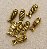 10 Pcs15x5mm German Silver Fish Beads Golden