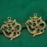2 Pcs German Silver Golden Om Pendants 38x30 mm
