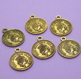10 Pcs German Silver Charms Golden 24x20mm