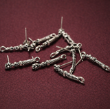 4 Pcs  German Silver Earring Components 24x4 mm