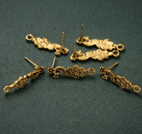 4 Pcs German Silver Earring Components Golden 25x7 mm