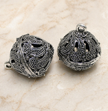 2 Pcs German Silver Ghungroo Ball Pendant 30x25mm