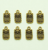 50 Pcs German Silver Owl Charms Golden 13x6mm