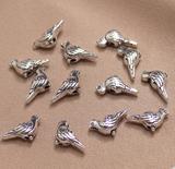 10 Pcs German Silver Bird Beads Silver 13x6mm
