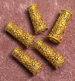 4 Pcs German Silver Golden Plated Beads 25x12mm