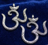 2 Pcs German Silver OM Pendants Silver