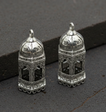 4 Pcs German Silver Radha Krishna Jhumki Components 40x18mm