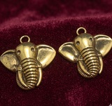 2 Pcs German Silver Elephant Pendants Golden