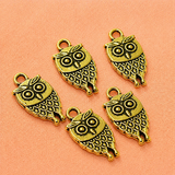 25 Pcs German Silver Owl Charms Golden 17x09mm