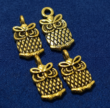 German Silver Owl Charms Golden 14X6mm