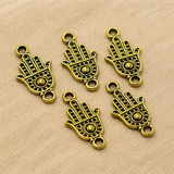 German Silver Hamsa hand Charms Golden 20x9mm