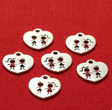 German Silver Heart Charms 15mm