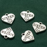 10 Pcs German Silver Double Sided Heart Charms 17mm