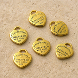 German Silver Heart Charms Golden Color 20mm