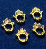 German Silver Hamsa hand Spacer Charms Golden 15mm