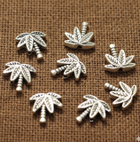 German Silver Leaf Spacer Charms 13mm