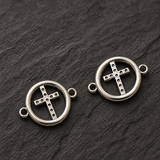 10 Pcs German Silver Cross Connectors 13mm