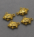 10 Pcs, 13mm German Silver Furtune Pig Charms Golden