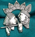 2 Inch German Silver Radha Krishna Pendant