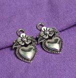 18mm German Silver Heart Charms