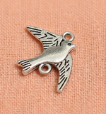 17mm German Silver Birds Connector Charms
