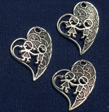 29mm German Silver Heart Charms