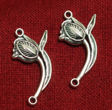 10 Pcs, 38mm German Silver Rose Connector Pendant