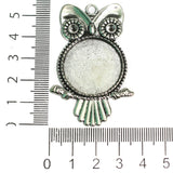 5 Pcs German Silver Owl Pendants Base 2.25 Inch