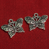 10 Pcs German Silver Butterfly Charms 13x20mm