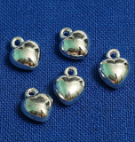 10 Pcs German Silver Heart Charms 10mm