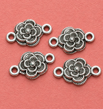 20X12mm German Silver Flower Connectors Silver