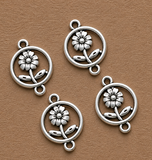 15X20mm German Silver Golden Flower Connectors