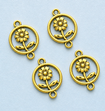 15X20mm German Silver Golden Flower Connectors