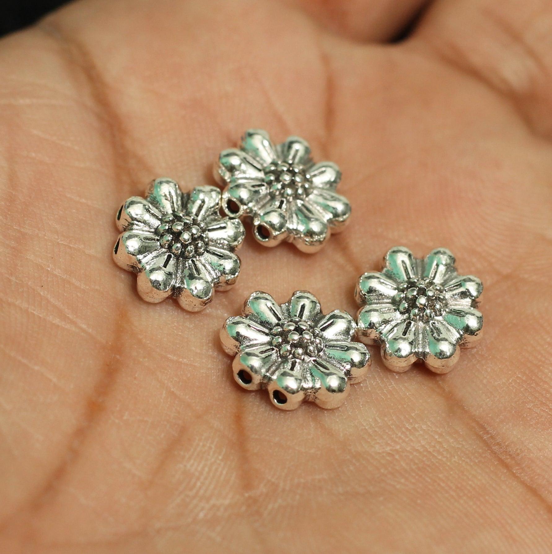 12mm German Silver Holes Flower Spacer Beads – beadsnfashion