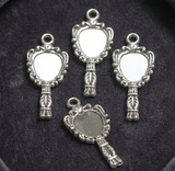 1.25 Inch German Silver Mirror Pendant Base