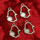 10 Pcs, 20x14mm German Silver Hamsa Hand Bezel Charms