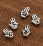 9x7mm German Silver Hamsa Hand Spacer Beads
