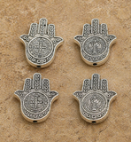 19x16mm German Silver Hamsa Hand Spacer Beads