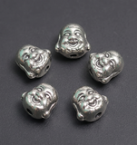 9x9mm German Silver Laughing Buddha Beads