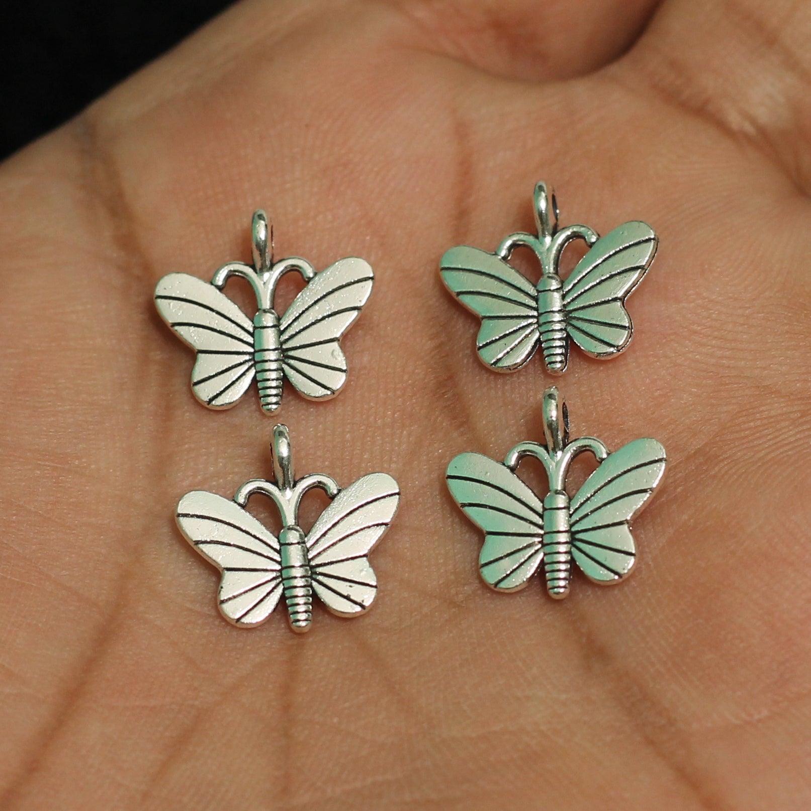 14x14mm German Silver Butterfly Charms – beadsnfashion