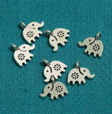 10x10mm German Silver Elephant Charms