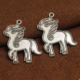 5 Pcs, 1.5 Inch German Silver Horse Charms