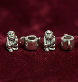13x7mm German Silver Monkey Beads