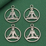 10 Pcs, 24mm German Silver Yoga Charms