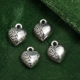 10x12mm German Silver Heart Charms