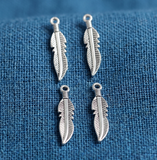 5x24mm German Silver Feather Charms