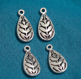 18x8mm, German Silver Leaf charm