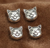 10mm, Cat Face German Silver Beads