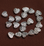 50Gm German Silver Heart Beads 8x8mm